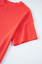 Load image into Gallery viewer, Orange Ribbed Textured Knit Loose Fit Tee and Shorts Set