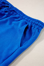 Load image into Gallery viewer, Dark Blue Plus Size Fashion Textured Short 2pcs Outfit