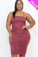 Load image into Gallery viewer, Plus Size Double Ruched Front And Ruched Back Detail Mini Dress