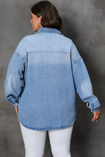Load image into Gallery viewer, Sky Blue Plus Size Chest Pocket Button-Up Denim Shacket