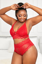 Load image into Gallery viewer, Plus Size Lace-up Ribbon Lace Bralette Set