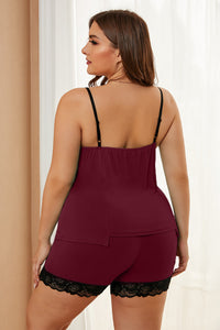 Plus Size Pajamas Set with Lace Trim