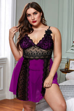 Load image into Gallery viewer, Color Block Hollow-out Lace Gauze Patchwork Plus Size Babydoll
