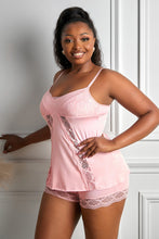 Load image into Gallery viewer, Lace Splicing Cami Top and Shorts Plus Size Lingerie Set