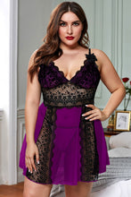 Load image into Gallery viewer, Color Block Hollow-out Lace Gauze Patchwork Plus Size Babydoll