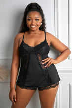 Load image into Gallery viewer, Lace Splicing Cami Top and Shorts Plus Size Lingerie Set
