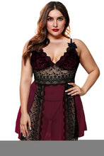 Load image into Gallery viewer, Color Block Hollow-out Lace Gauze Patchwork Plus Size Babydoll