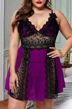 Load image into Gallery viewer, Color Block Hollow-out Lace Gauze Patchwork Plus Size Babydoll