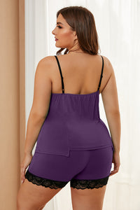 Plus Size Pajamas Set with Lace Trim