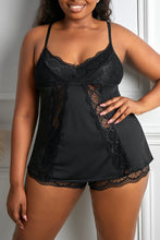 Load image into Gallery viewer, Lace Splicing Cami Top and Shorts Plus Size Lingerie Set