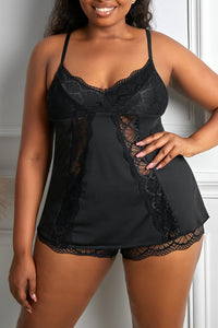 Lace Splicing Cami Top and Shorts Plus Size Lingerie Set