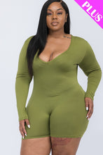 Load image into Gallery viewer, Plus V-neck Long Sleeve Bodycon Romper