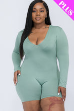 Load image into Gallery viewer, Plus V-neck Long Sleeve Bodycon Romper