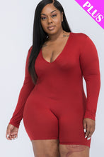 Load image into Gallery viewer, Plus V-neck Long Sleeve Bodycon Romper