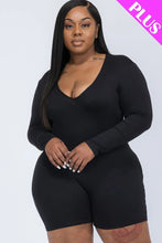 Load image into Gallery viewer, Plus V-neck Long Sleeve Bodycon Romper