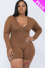 Load image into Gallery viewer, Plus V-neck Long Sleeve Bodycon Romper