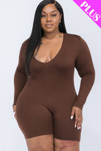 Load image into Gallery viewer, Plus V-neck Long Sleeve Bodycon Romper
