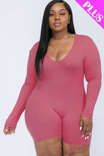 Load image into Gallery viewer, Plus V-neck Long Sleeve Bodycon Romper