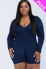 Load image into Gallery viewer, Plus V-neck Long Sleeve Bodycon Romper