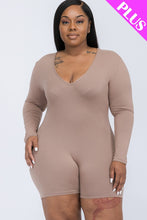 Load image into Gallery viewer, Plus V-neck Long Sleeve Bodycon Romper