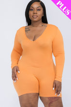 Load image into Gallery viewer, Plus V-neck Long Sleeve Bodycon Romper