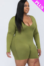 Load image into Gallery viewer, Plus V-neck Long Sleeve Bodycon Romper
