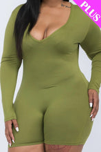 Load image into Gallery viewer, Plus V-neck Long Sleeve Bodycon Romper