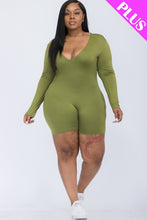 Load image into Gallery viewer, Plus V-neck Long Sleeve Bodycon Romper