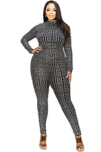 Load image into Gallery viewer, Plus Geo Pattern Glitter Printed Jumpsuit