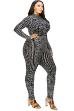 Load image into Gallery viewer, Plus Geo Pattern Glitter Printed Jumpsuit