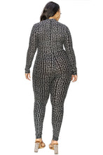 Load image into Gallery viewer, Plus Geo Pattern Glitter Printed Jumpsuit