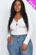 Load image into Gallery viewer, Plus Size Button Up Cropped Top