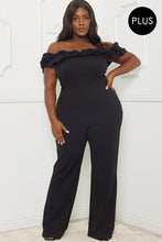 Load image into Gallery viewer, Ruffle Shoulder Shoulder Plus Size Jumpsuit