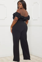 Load image into Gallery viewer, Ruffle Shoulder Shoulder Plus Size Jumpsuit