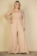 Load image into Gallery viewer, Plus Size Button Front Wide Leg Jumpsuit