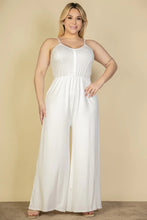 Load image into Gallery viewer, Plus Size Button Front Wide Leg Jumpsuit