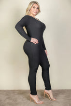 Load image into Gallery viewer, Plus Size Ribbed Scoop Neck Long Sleeve Jumpsuit