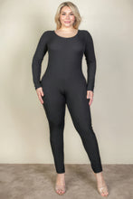 Load image into Gallery viewer, Plus Size Ribbed Scoop Neck Long Sleeve Jumpsuit