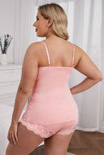 Load image into Gallery viewer, Lace Splicing Cami Top and Shorts Plus Size Lingerie Set