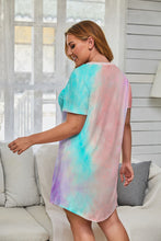 Load image into Gallery viewer, Multicolor Tie-dye Short Sleeve Plus Size Mini Dress