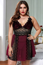 Load image into Gallery viewer, Color Block Hollow-out Lace Gauze Patchwork Plus Size Babydoll