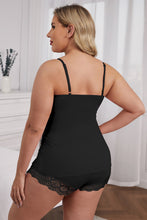 Load image into Gallery viewer, Lace Splicing Cami Top and Shorts Plus Size Lingerie Set