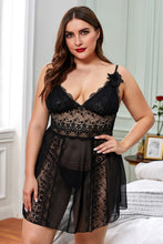 Load image into Gallery viewer, Color Block Hollow-out Lace Gauze Patchwork Plus Size Babydoll