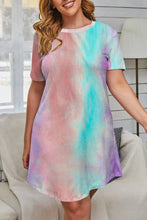 Load image into Gallery viewer, Multicolor Tie-dye Short Sleeve Plus Size Mini Dress