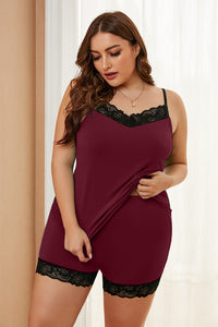 Plus Size Pajamas Set with Lace Trim