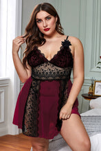 Load image into Gallery viewer, Color Block Hollow-out Lace Gauze Patchwork Plus Size Babydoll